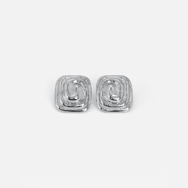 Unique Statement Earrings-SPIRAL EARRINGS SILVER