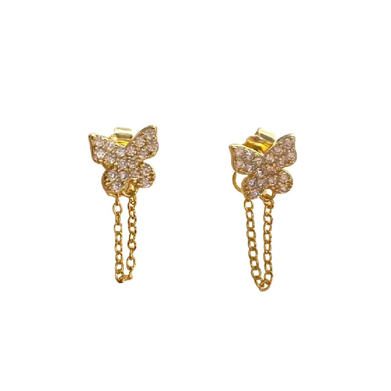 Beautiful Stud Earrings-Butterfly Ear Chain Stud Earrings