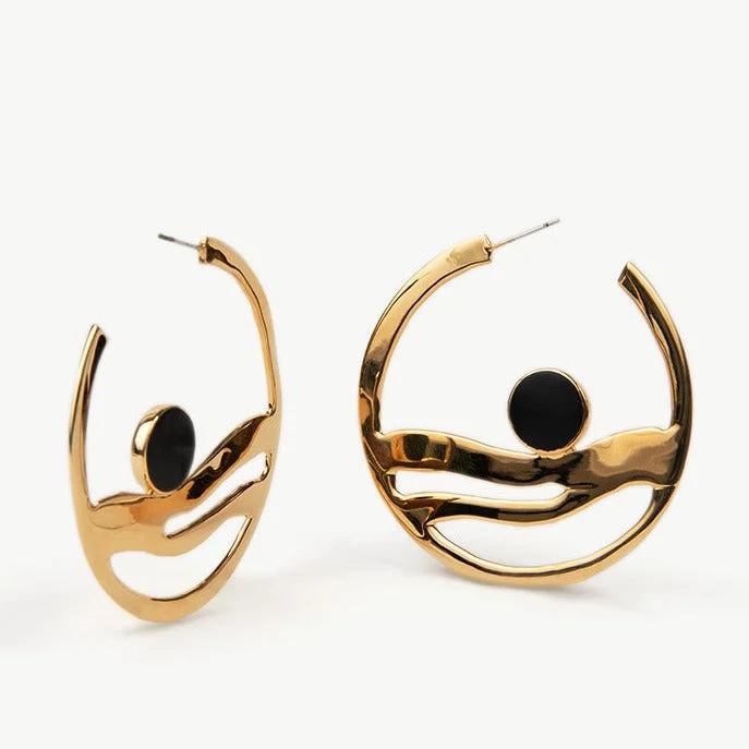 Statement Drop Earrings-Anga Statement Hoop Earrings