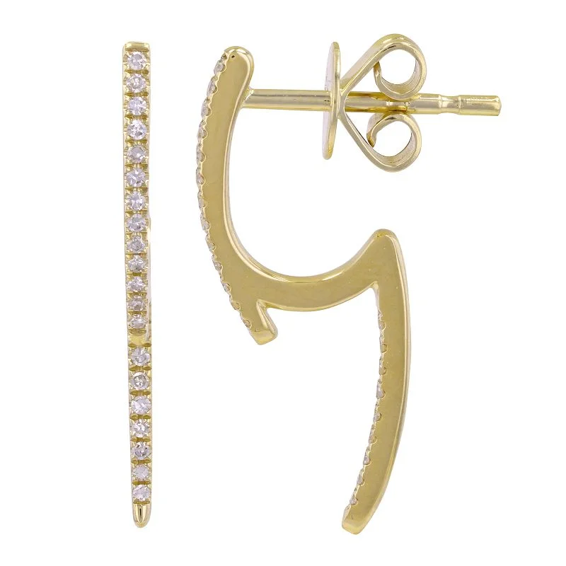 Gold Knot Earrings-14K Diamond Front & Back Earrings