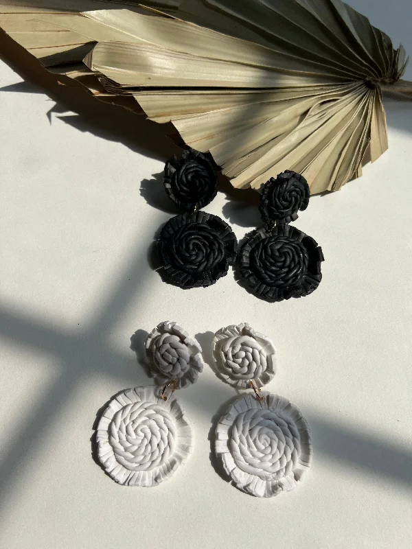 Large Diamond Earrings-Faux-Rattan Statement Earrings