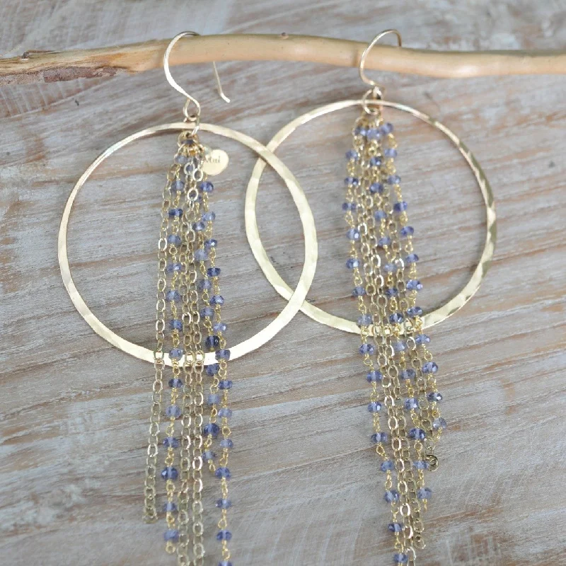 Simple Crystal Earrings-Luna Waterfall Hoops