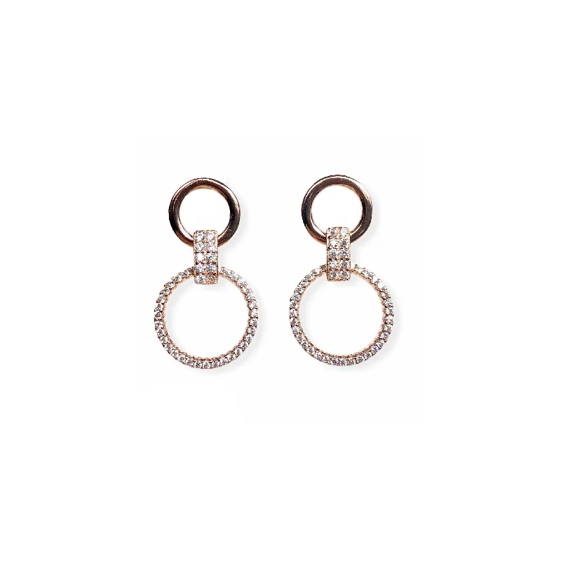 Boho Style Earrings-Pave Double Circle Earrings