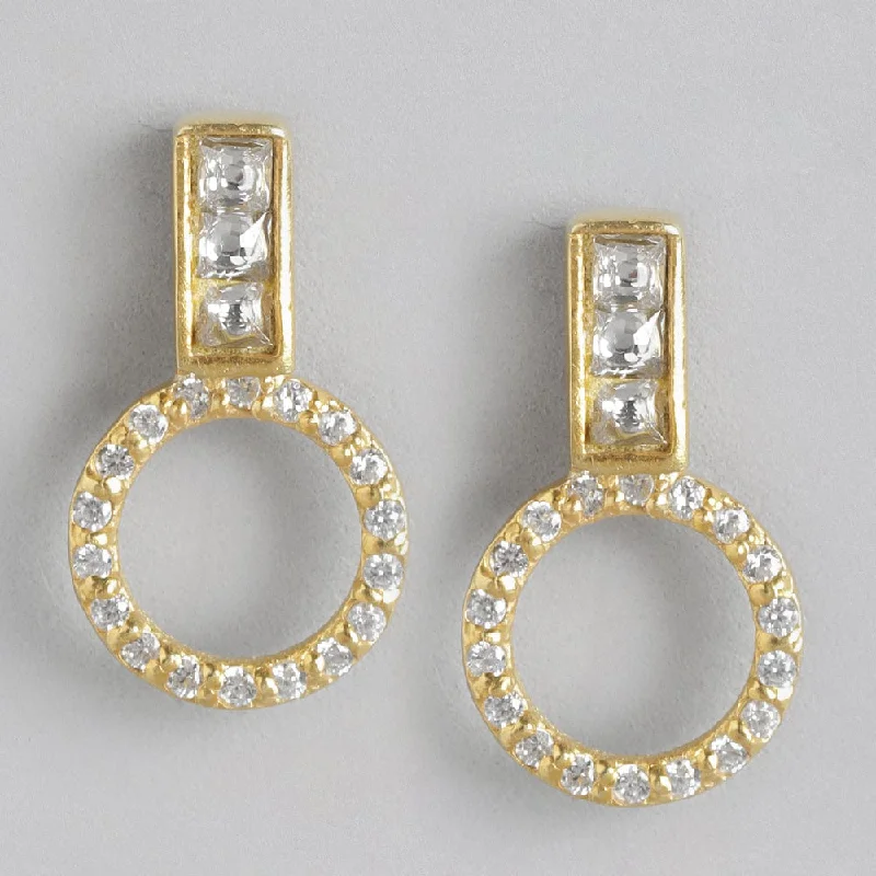 Layered Earrings for Women-92.5 Sterling Silver Round Zircon Stud Earrings