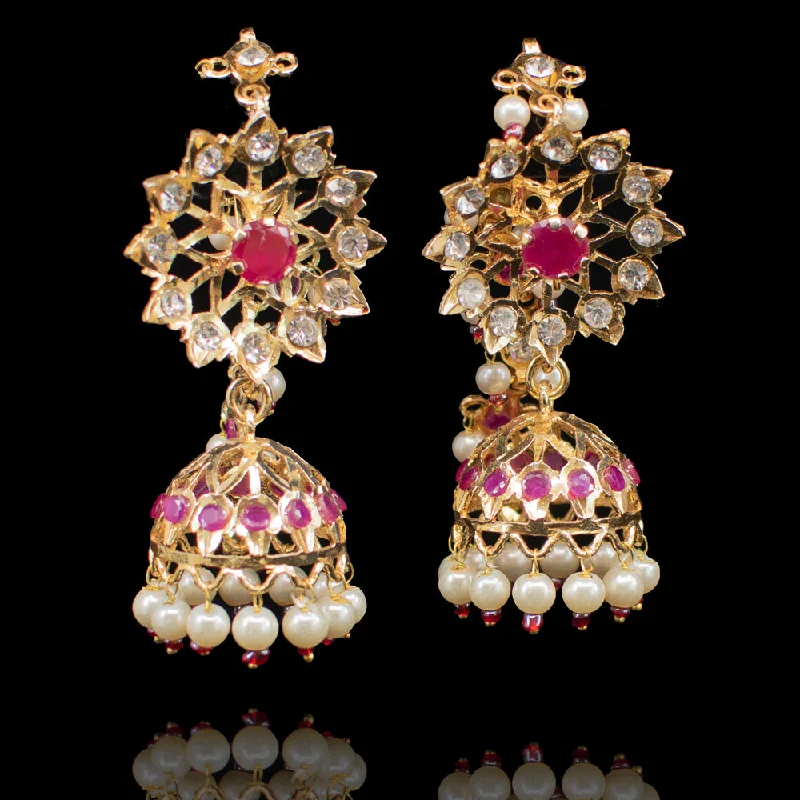 Rhinestone Earrings for Weddings-Custom Order - Mahira Earrings Ruby