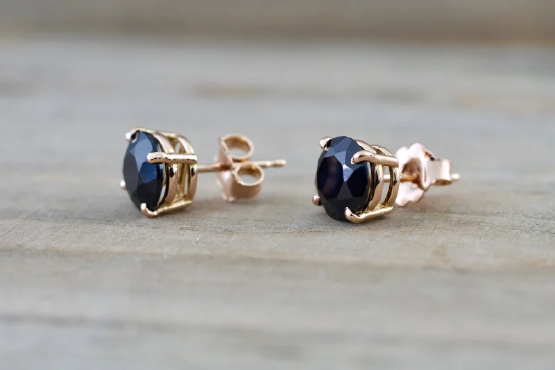 Colorful Hoop Earrings-14k Solid Rose Gold Black Onyx Earring Studs Post Push Back Square