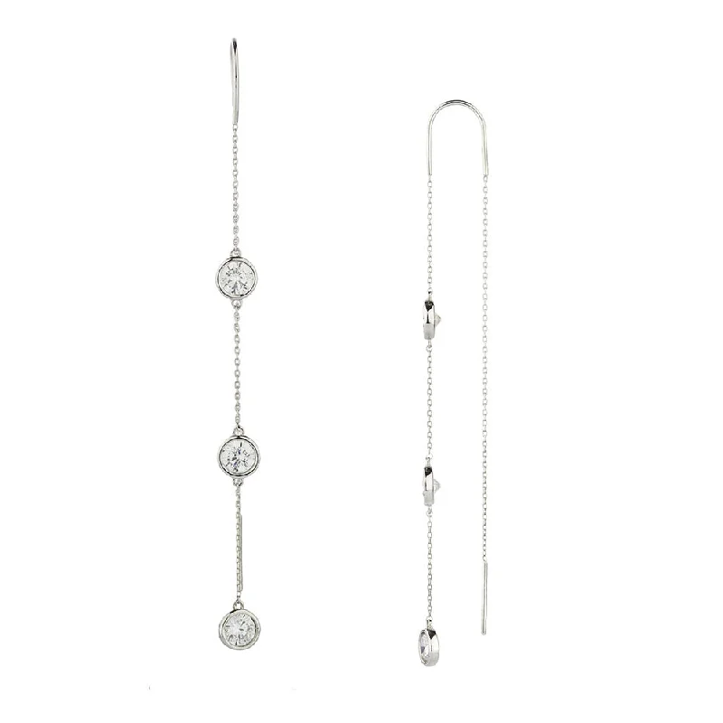 Modern Geometric Earrings-Round Brilliant drop earrings with 2.76 carats* of diamond simulants in sterling silver