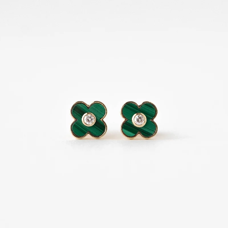 Modern Drop Earrings-Alice Malachite Clover Earrings