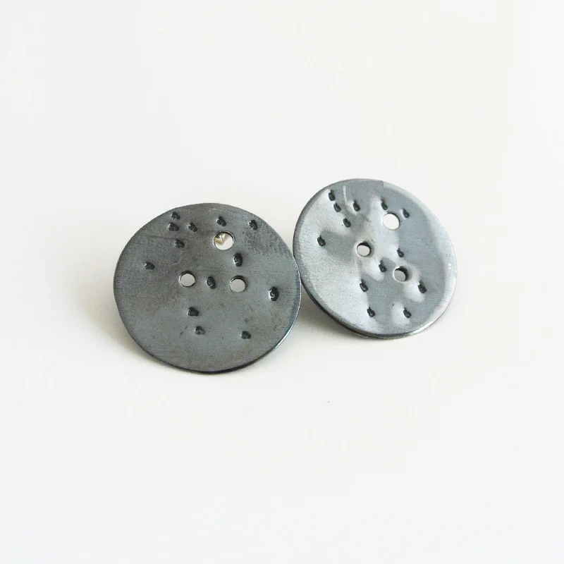 Big Gold Earrings-Gemini Zodiac Constellation Argentium Silver Disc Earrings - Nickel Free