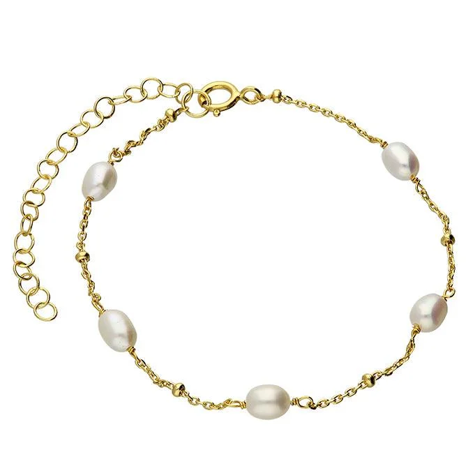 Stackable Gemstone Bracelets-14ct Gold Vermeil and Silver Bracelet with Freshwater Pearls