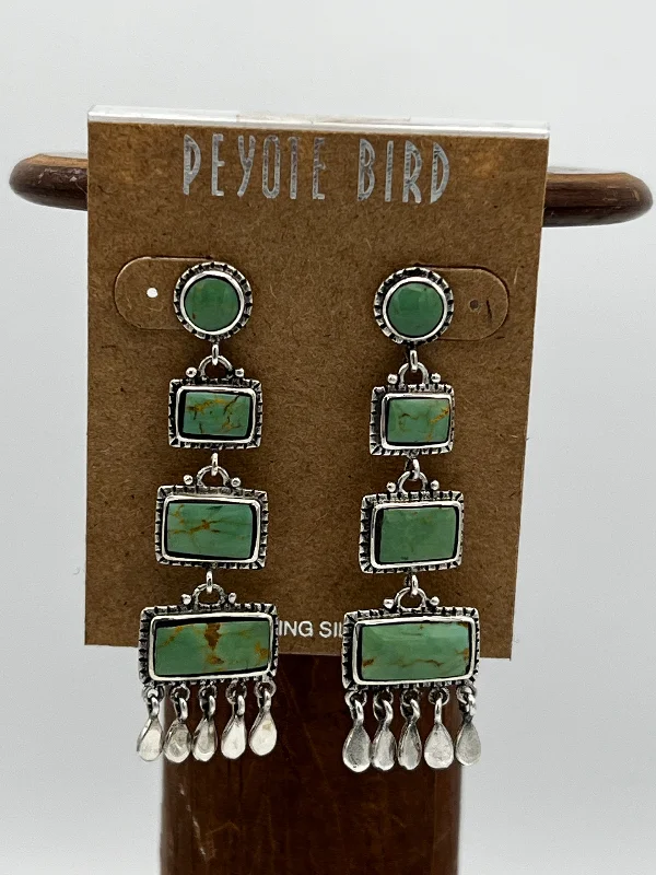 Chic Drop Earrings-Four stone Gaspeite dangle Earrings