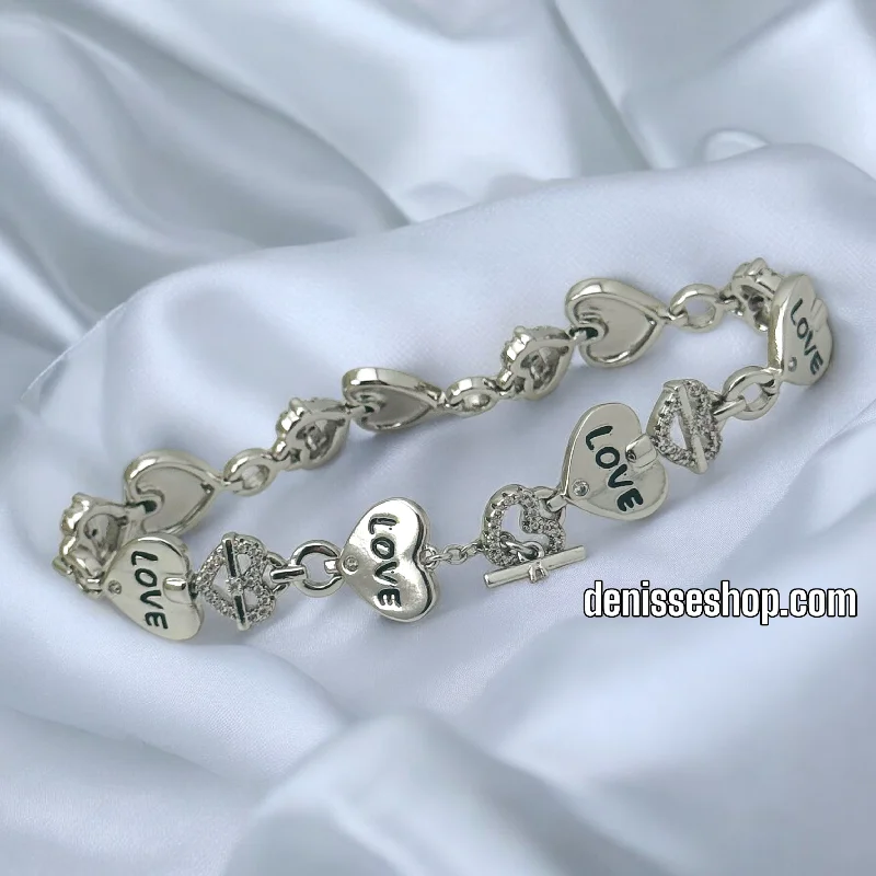 Customizable Gold Bracelet-SILVER HEART BRACELET BR626