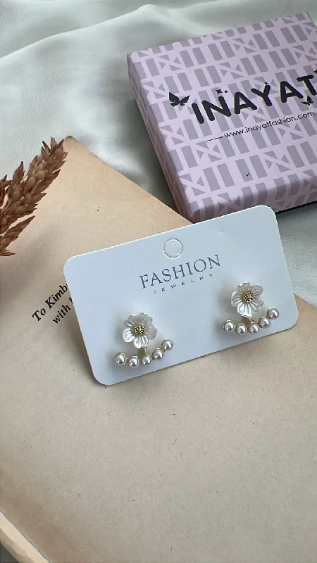 Luxury Pearl Earrings-Floral pearl earrings