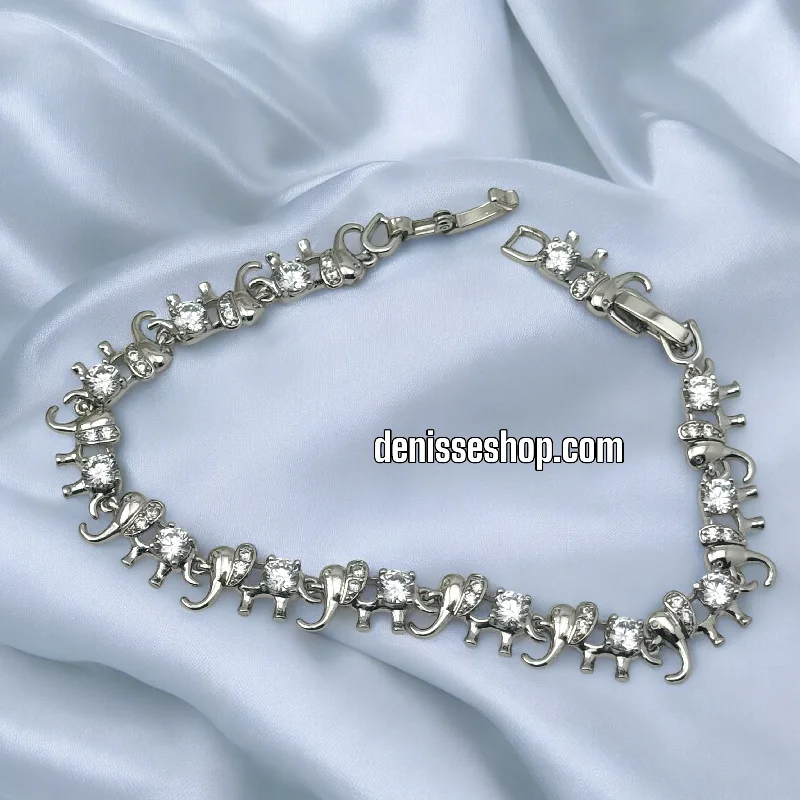 Personalized Gemstone Bracelet-SILVER ELEPHANT BRACELET BR627