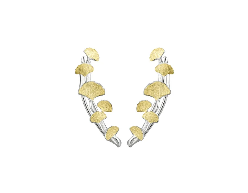 Opal Stud Earrings-Gingko Leaves Stud Earrings