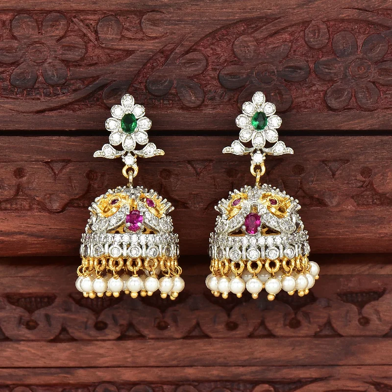 Cute Pearl Earrings-Zirconia Jhumka Earrings