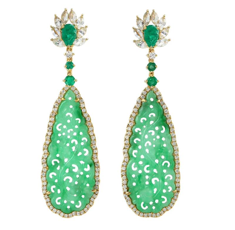 Bridal Earrings for Weddings-Crowned Jade Earrings