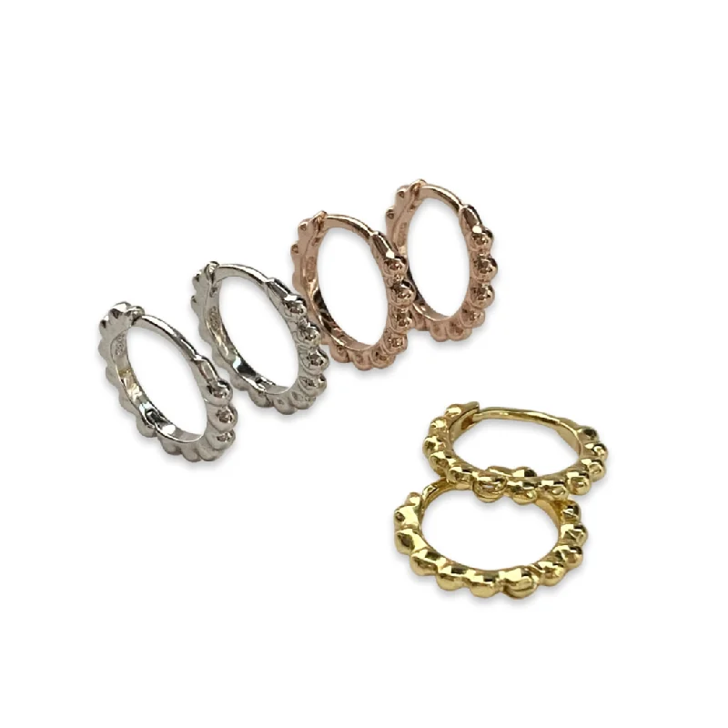 Round Hoop Earrings-Haggy Thick Textured Hoop Huggies