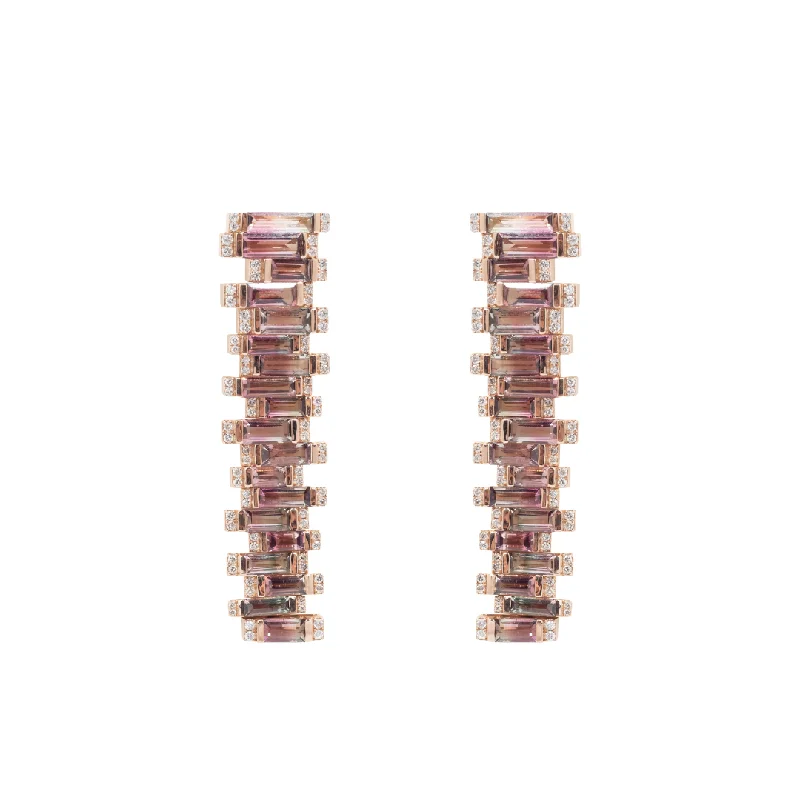 Elegant Pearl Drop Earrings-Equilibrium Watermelon Tourmaline Earrings