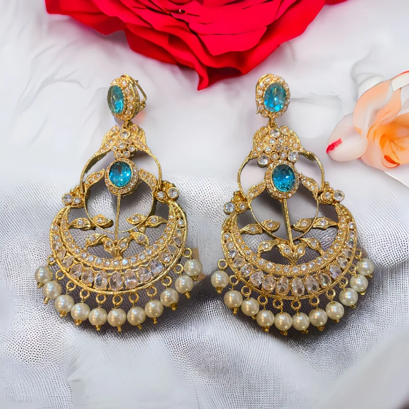 Textured Hoop Earrings-DER343 Cz earrings with pearls (READY TO SHIP   )