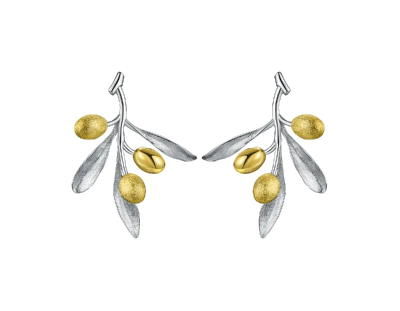 Silver Earrings with Pearls-Olives Earring