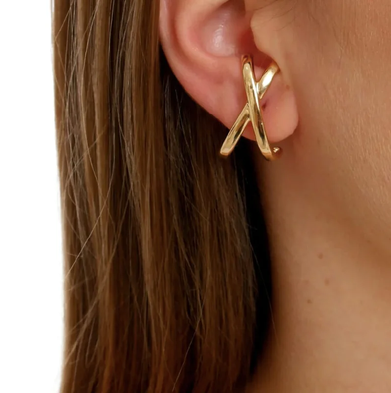 Modern Silver Earrings-Crisscross Stud Earrings